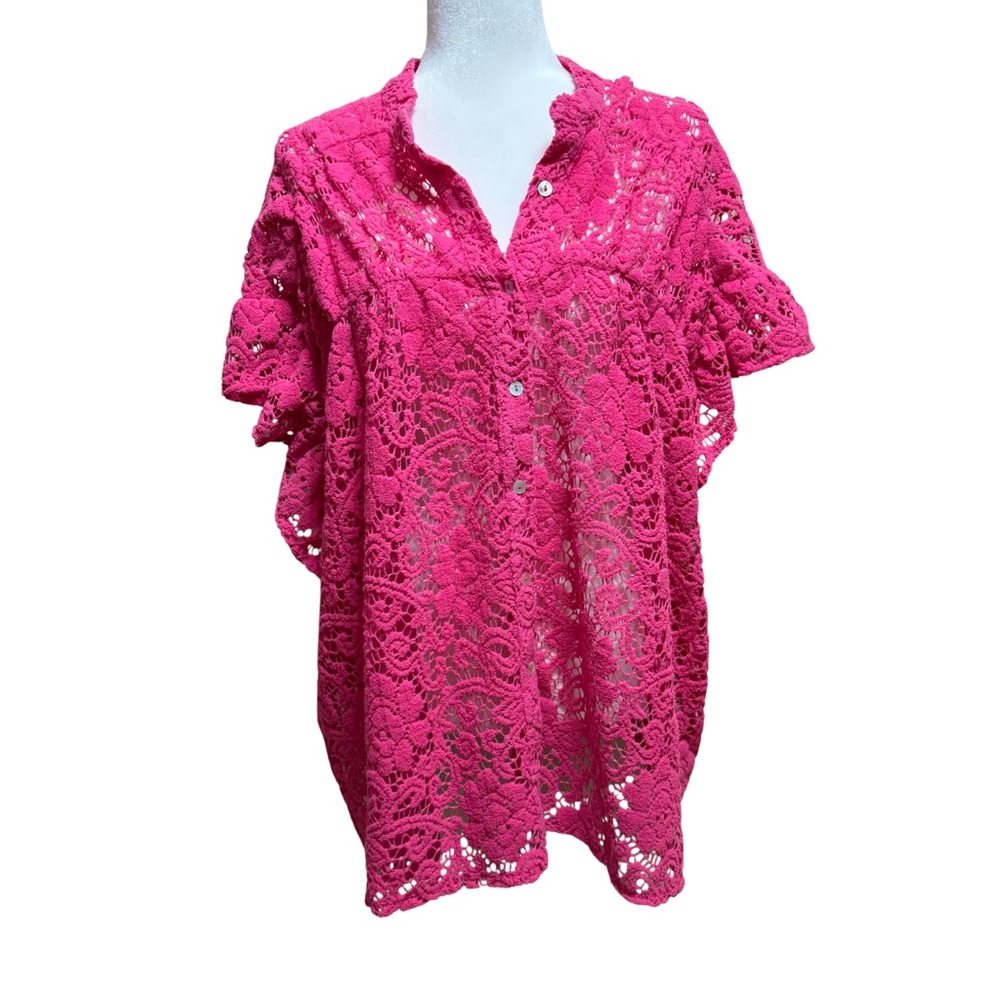 BiBi Pink Lace Top - Size S-L (Oversized)
